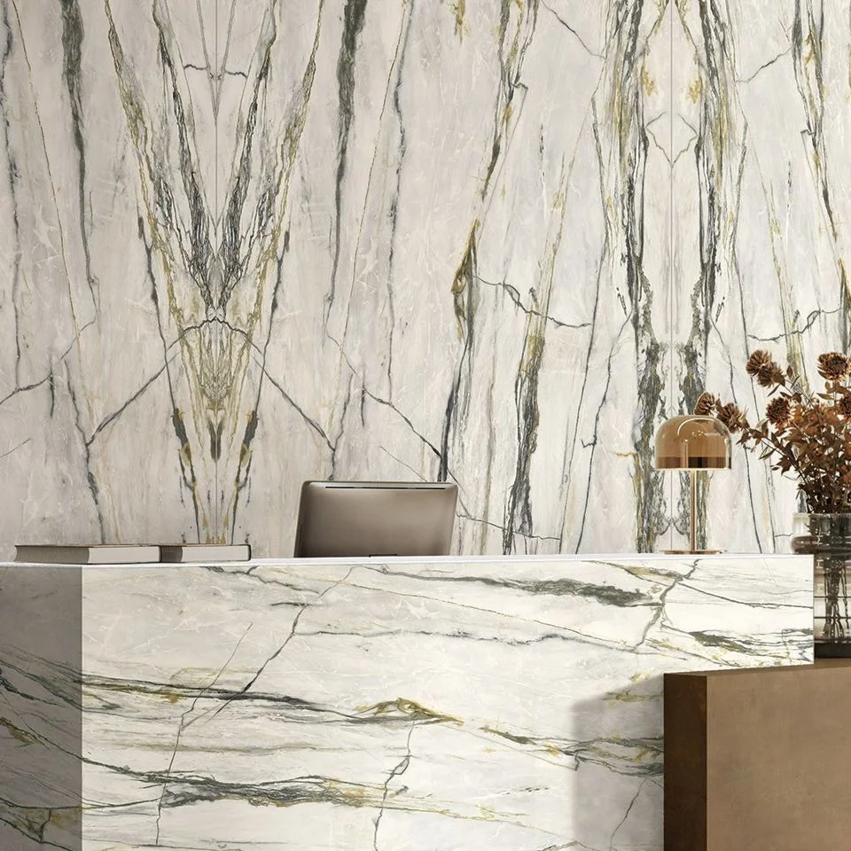 Керамогранитная плита для столешниц Materia Calacatta Emerald Slab B 163,5x323 Soft 12mm (PF60009835) - Фото 2