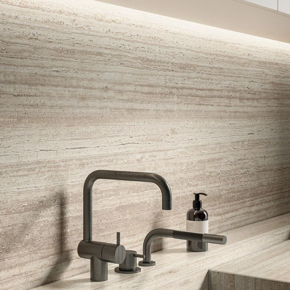 Керамогранитная плита для столешниц ABK Stone, Marble Travertino Rainbow 163,5x323 Natural 12 мм (PF60030269) - Фото 2