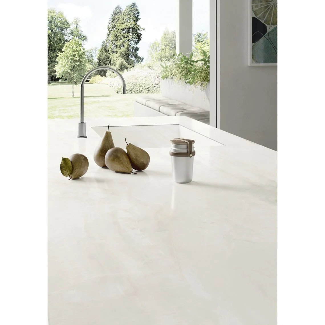 Керамогранітна плита для стільниць SapienStone Bright Onyx 320х160 natural 12мм (SSH3216513G) - Фото 2