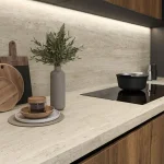 Керамогранитная плита для столешниц Atlas Plan, Travertino Pearl Hammered 160x320 Rt. 6 мм (ALYV) - Фото 2
