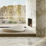 Керамогранит Fiandre Marmi Maximum Calacatta Dorato 150х150 Lucidato 6mm (MML25961515) - Фото 2
