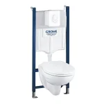 Комплект унитаза с инсталляцией Grohe Solido Compact и кнопкой Skate Air, белый (39116000) - Фото 1