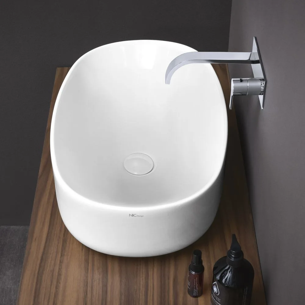 Умывальник на столешницу Nic Design Semplice 60х40х15 см, белый матовый (001377003) - Фото 2