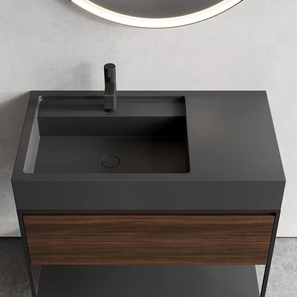 Умывальник подвесной Nic Design Elen 120 чаша слева, 120 х 50 см, antracite (001734CF013) - Фото 2