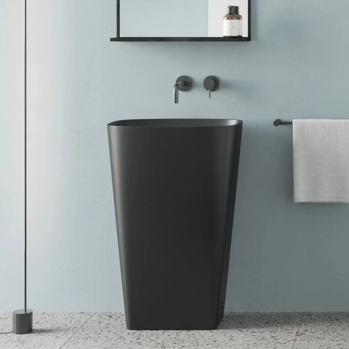 Умывальник отдельностоящий Catalano Green Lux 55x38x85h см слив в стену, черный матовый (1FRPGRLXNS) - Фото 2
