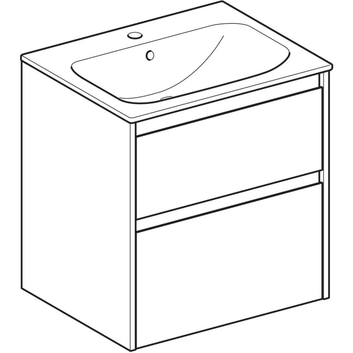 Комплект вбудованого умивальника Geberit Selnova Square slim rim, з шафкою, два ящики: 60x62 см (504.138.JR.1) - Фото 2