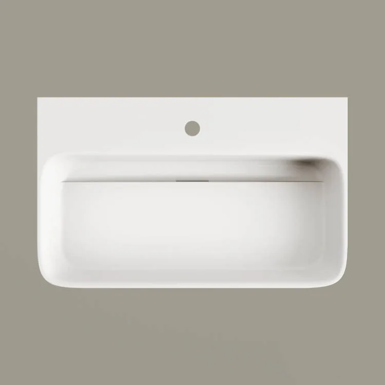 Умывальник подвесной PAA Quadro, литый камень, 70х43, Glossy Alpine White (IQUA_00) - Фото 2