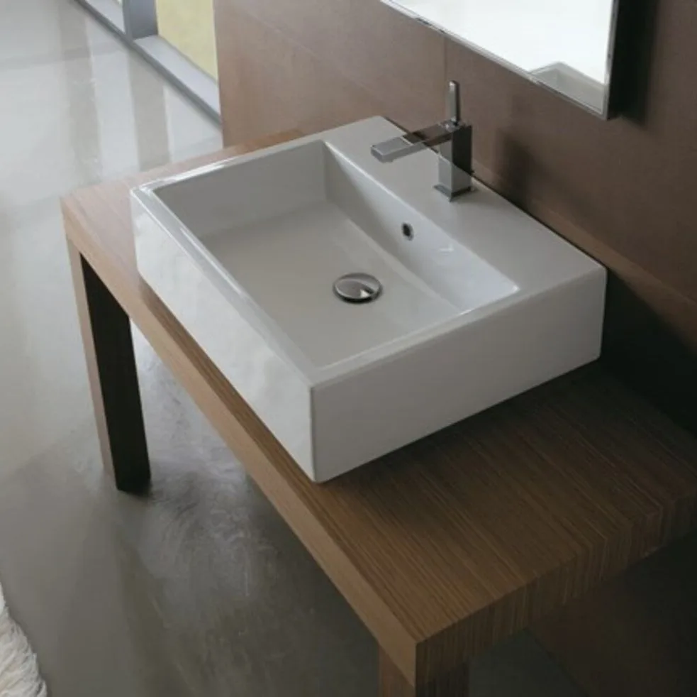 Умывальник подвесной/на столешницу Globo Stone, 55х50 см, Bianco (SCQ55BI) - Фото 2