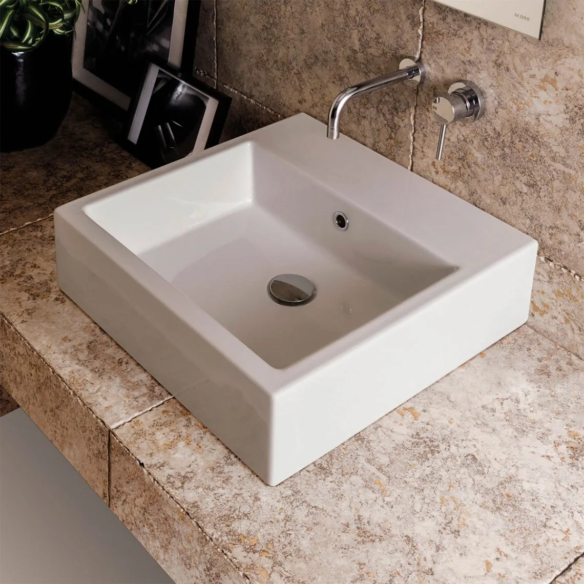 Умывальник подвесной/на столешницу Globo Stone, 60х50 см, Bianco (SCQ61BI) - Фото 2