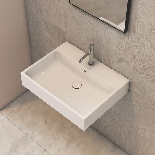 Умывальник подвесной/на столешницу Globo Stone, 65х50 см, Bianco (SCQ65BI) - Фото 2