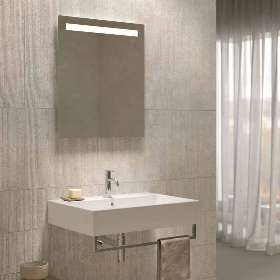 Умывальник подвесной/на столешницу Globo Stone, 70х50 см, Bianco (SCQ70BI) - Фото 2