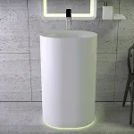 Умывальник отдельно стоящий Knief K-Stone MOON 55х45х90 с интегрированной LED подсветкой, White Matt (0600031001) - Фото 1