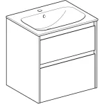 Комплект вбудованого умивальника Geberit Selnova Square slim rim, з шафкою, два ящики: 60x62 см (504.138.JR.1) - Фото 2