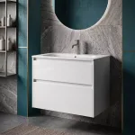 Комплект встроенного умывальника Geberit Selnova Square slim rim 800x621x480 мм, со шкафчиком, два ящика, белый (504.139.01.1) - Фото 3