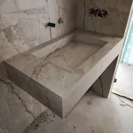 Умивальник підвісний Luxestone 120x55x16 см з керамограніту, зі щілинним зливом та повортною ревізією (Stonesink_model_10_2) - Фото 3