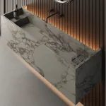 Умывальник подвесной Luxestone 144x50x37.5 см из керамогранита, со съемной деталью вкладышем (Stonesink_model_1_3) - Фото 3