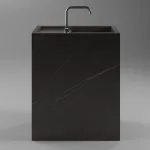 Умивальник окремостоячий Luxestone 70x37x85 см із керамограніту, зі щілинним зливом та повортною ревізією (Stonesink_model_2_2) - Фото 1