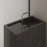 Умивальник окремостоячий Luxestone 70x37x85 см з керамограніту, під донний клапан, злив конверт (Stonesink_model_2_4) - Фото 3