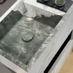 Умивальник окремостоячий Luxestone 70x37x85 см з керамограніту, під донний клапан, злив конверт (Stonesink_model_2_4) - Фото 4