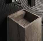 Умывальник отдельностоящий Luxestone 50x50x85 см из керамогранита, слив конверт с фальш дном (Stonesink_model_3_3) - Фото 3