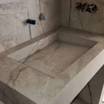 Умивальник підвісний Luxestone 110x40x50 см з керамограніту з бортиком, злив конверт, фальш дно (Stonesink_model_8_3) - Фото 4