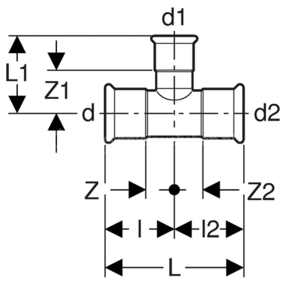 Тройник Geberit Mapress из углеродистой стали переходной: d=54 мм, d1=15 мм, d2=54 мм (21221) - Фото 3