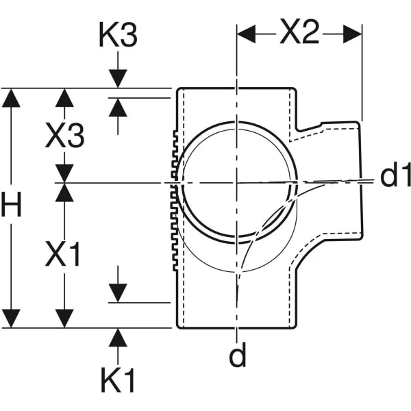 Крестовина двухплоскостная Geberit Silent-db20 88,5°/ 90° со смещенными впусками: d=110 мм, d1=110 мм (310.083.14.1) - Фото 4