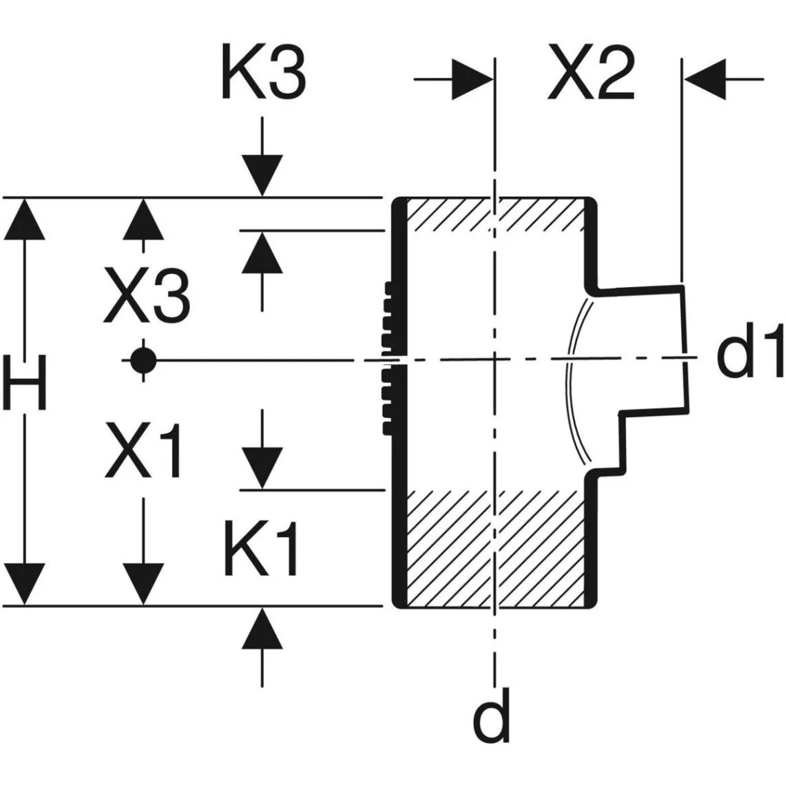 Тройник Geberit Silent-db20 88,5гр: d=160мм, d1=110мм (315.108.14.1) - Фото 3