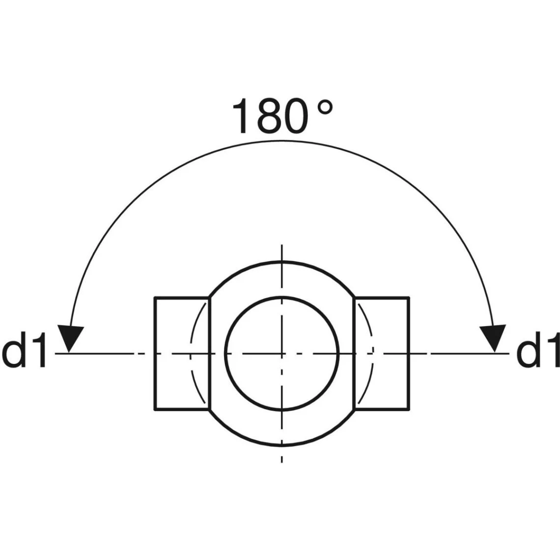 Шаровая крестовина Geberit PE 88,5°, угол между соединениями 180°: d=125мм, d1=110мм (368.285.16.1) - Фото 3