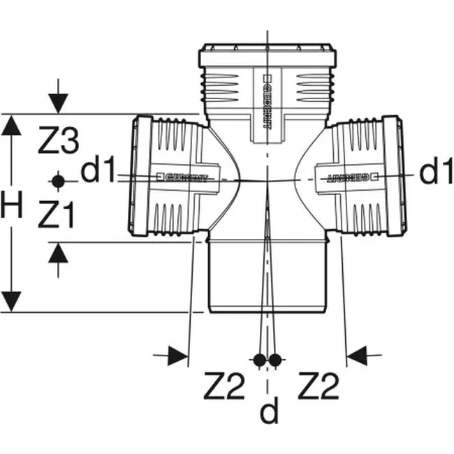 Хрестовина Geberit Silent-PP двоплощинна 87.5°: d=125мм, d1=110мм (390.665.14.1) - Фото 4