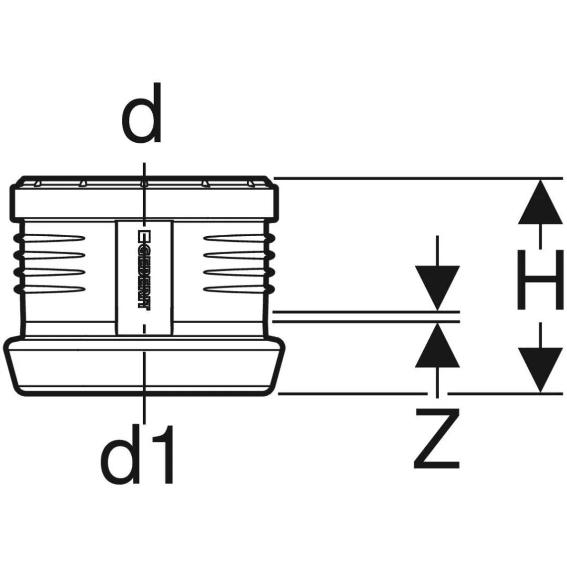 Перехідна муфта Geberit на Geberit Silent-DB20: d=160мм, d1=160мм (390.796.14.1) - Фото 3