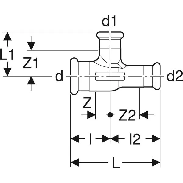 Тройник Geberit Mapress переходной: CW617N, d=18 мм, d1=15 мм, d2=15 мм (61192) - Фото 3