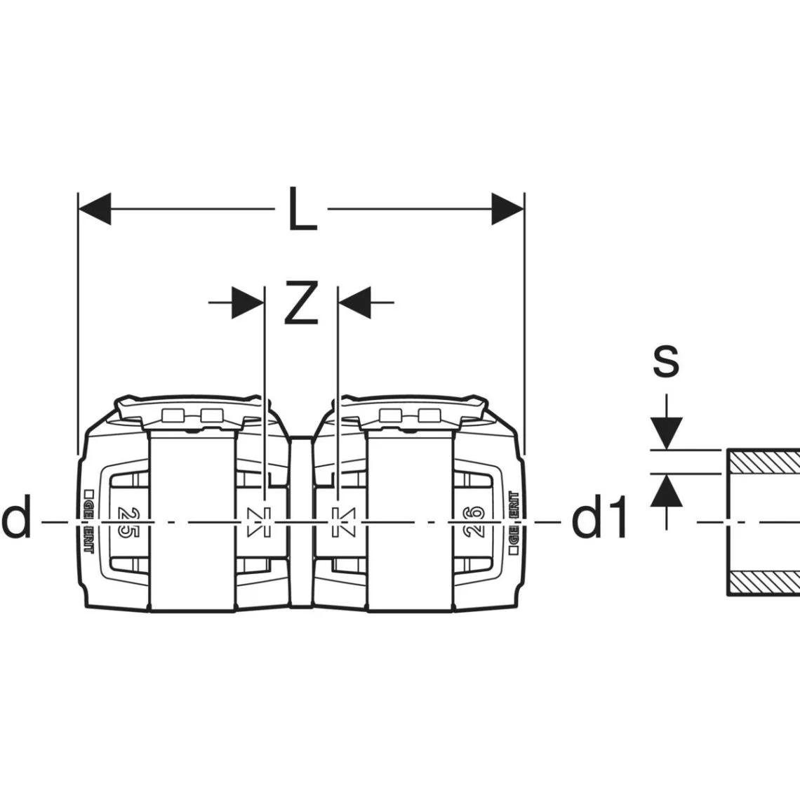 Переходник Geberit FlowFit к системе стороннего производителя: d=20мм, s=2.8–2.9мм (620.712.00.1) - Фото 3