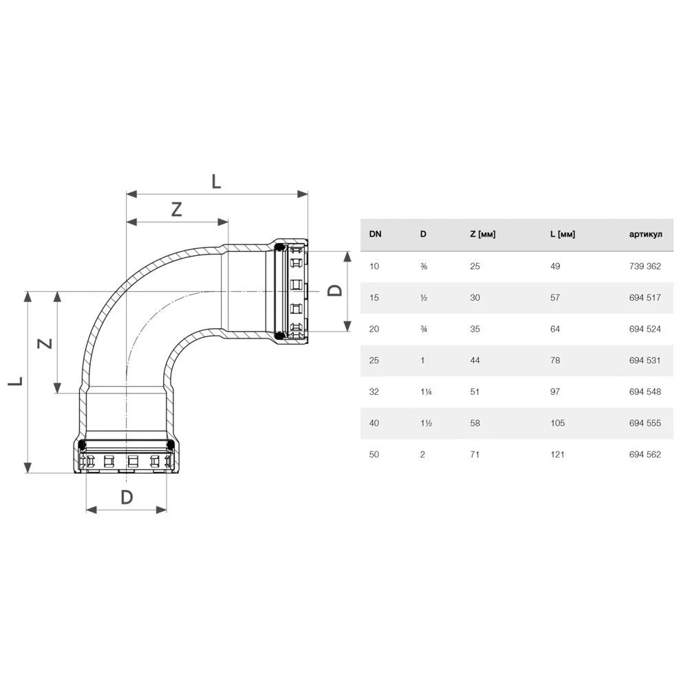 Отвод Viega Megapress DN=25 мм, ВН=1 с SC-контуром, сталь нелегированная (694531) - Фото 3