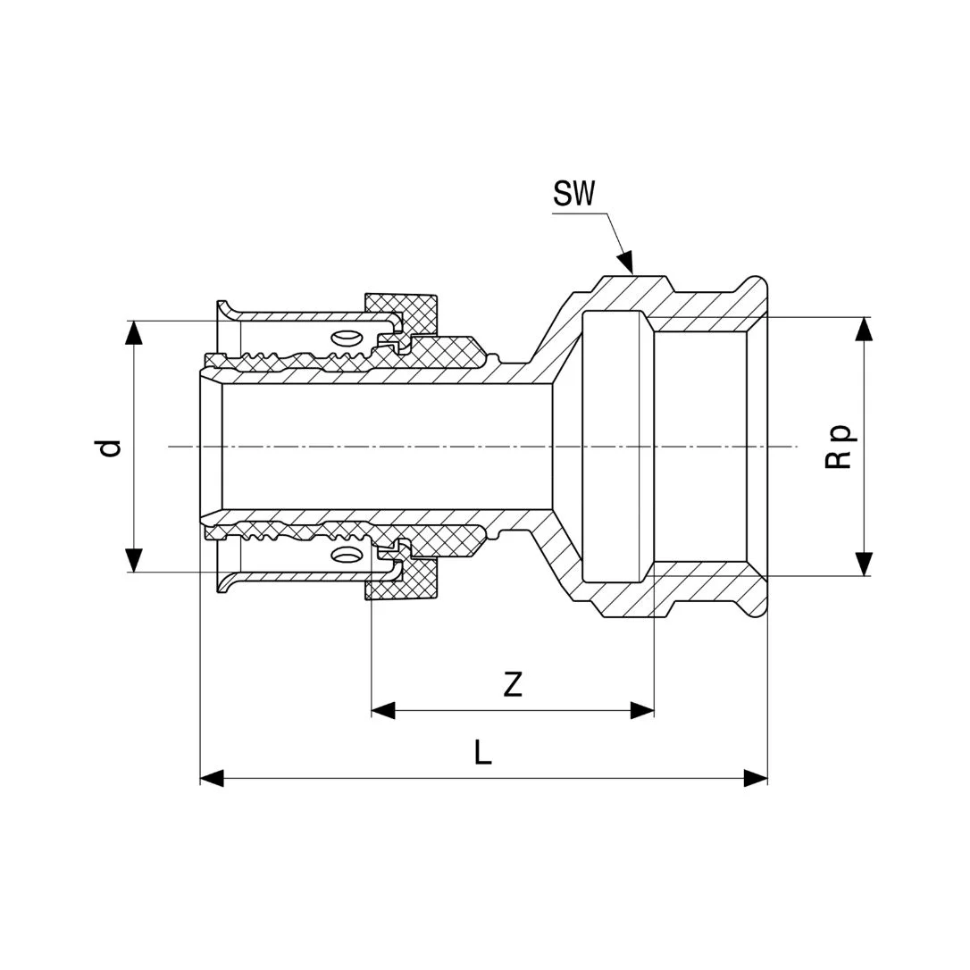 Сполучний елемент Viega Smartpress d=16 мм, ВР=1/2, бронза (729608) - Фото 3