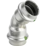 Відведення Viega Sanpress Inox, d = 35 мм, 45 °, з контуром SC, нерж. сталь, прес-з'єднання (435813) - Фото 1