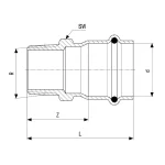 Соединительный элемент Viega Sanpress Inox, d=35 мм, НР=1, с контуром SC, нерж. сталь, пресс-соединение (436537) - Фото 3