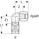 Переходной угол Geberit FlowFit 90° с MasterFix: материал=PPSU, d=16мм, RpMF=1/2 (620.490.00.1) - Фото 3