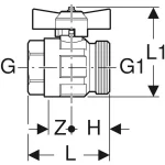Комплект шаровых кранов Geberit (2 шт.): CW617N, G=1, PN=10 бар (652.418.22.1) - Фото 3
