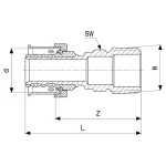 Соединительный элемент Viega Smartpress d=16 мм, НР=1/2, бронза (729530) - Фото 3