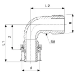 Кутник перехідний 90° Viega Smartpress d=20 мм, НР=1/2, бронза (729714) - Фото 3