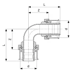 Отвод Viega Smartpress с контуром SC d=16 мм, 90°, нержавеющая сталь (729844) - Фото 3