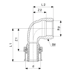 Кутник перехідний 90° Viega Smartpress d=16 мм, ВР=1/2, бронза (730352) - Фото 3