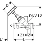 Запорный клапан Geberit Mapress с наклонным шпинделем: CuSn5Zn5Pb2-C, d=28мм, PN=16Бар (94885) - Фото 3
