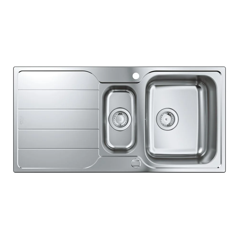 Кухонная мойка Grohe K500 100х50 см с эксцентриком, 2 чаши, нержавеющая сталь матовая (31572SD1) - Фото 2