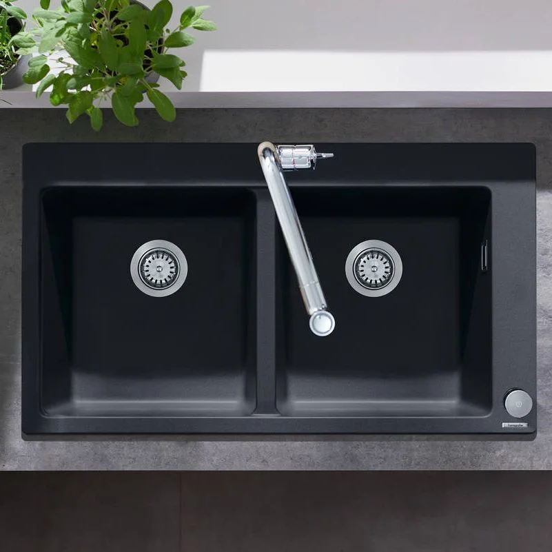 Кухонная мойка Hansgrohe S510-F770 770х510 на 2 чаши 370/370, Graphiteblack (43316170) - Фото 2