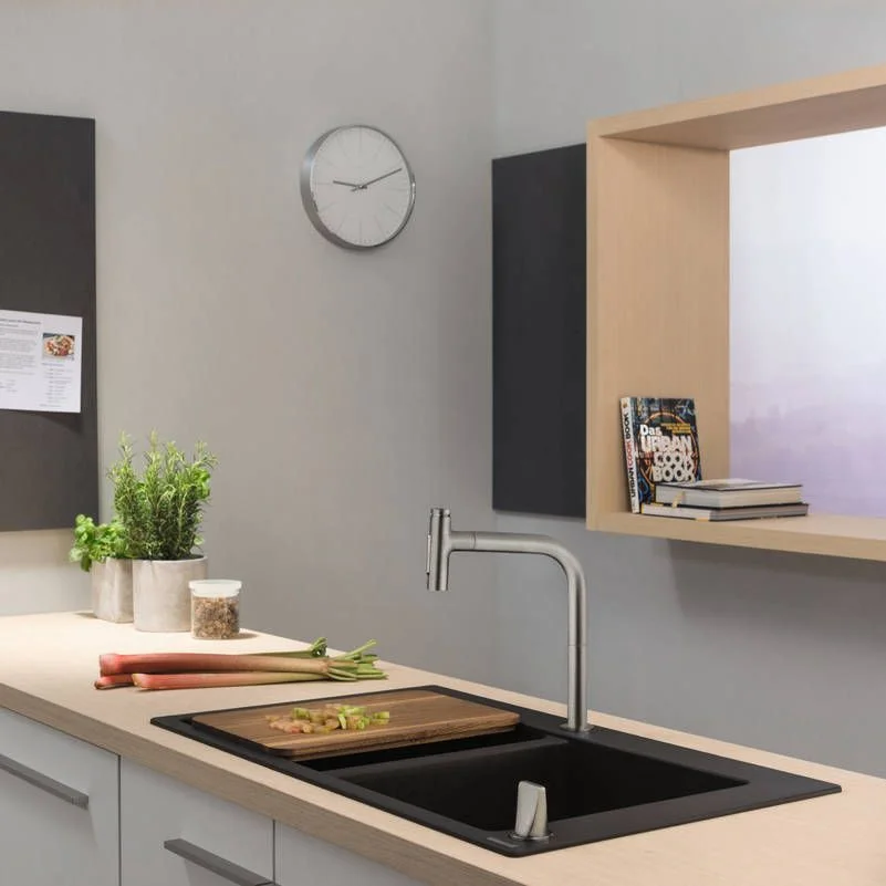 Кухонная мойка Hansgrohe S510-F770 770х510 на 2 чаши 370/370, Graphiteblack (43316170) - Фото 3