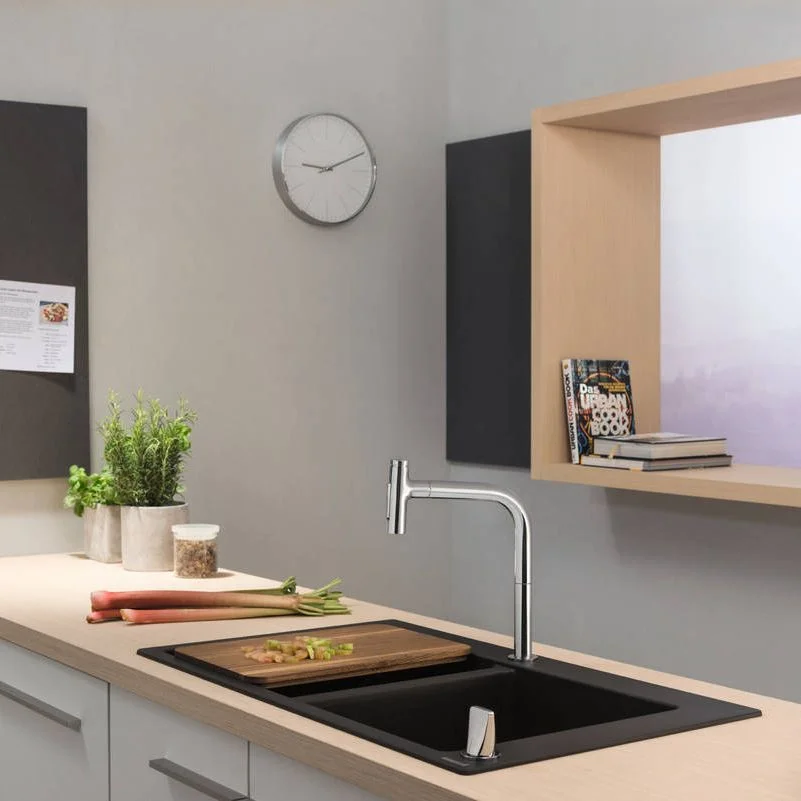 Кухонная мойка Hansgrohe S510-F770 770х510 на две чаши 370/370, Concretegrey (43316380) - Фото 2