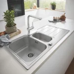 Кухонная мойка Grohe K500 100х50 см с эксцентриком, 2 чаши, нержавеющая сталь матовая (31572SD1) - Фото 3