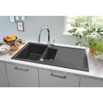 Кухонна мийка Grohe K400 31642APO 1000х500 мм, 1.5 чаші, Granite Black (31642AP0) - Фото 2